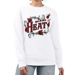 Miami Heat G-III 4Her by Carl Banks Women's Roses Fleece Tri-Blend Sweatshirt White outlet