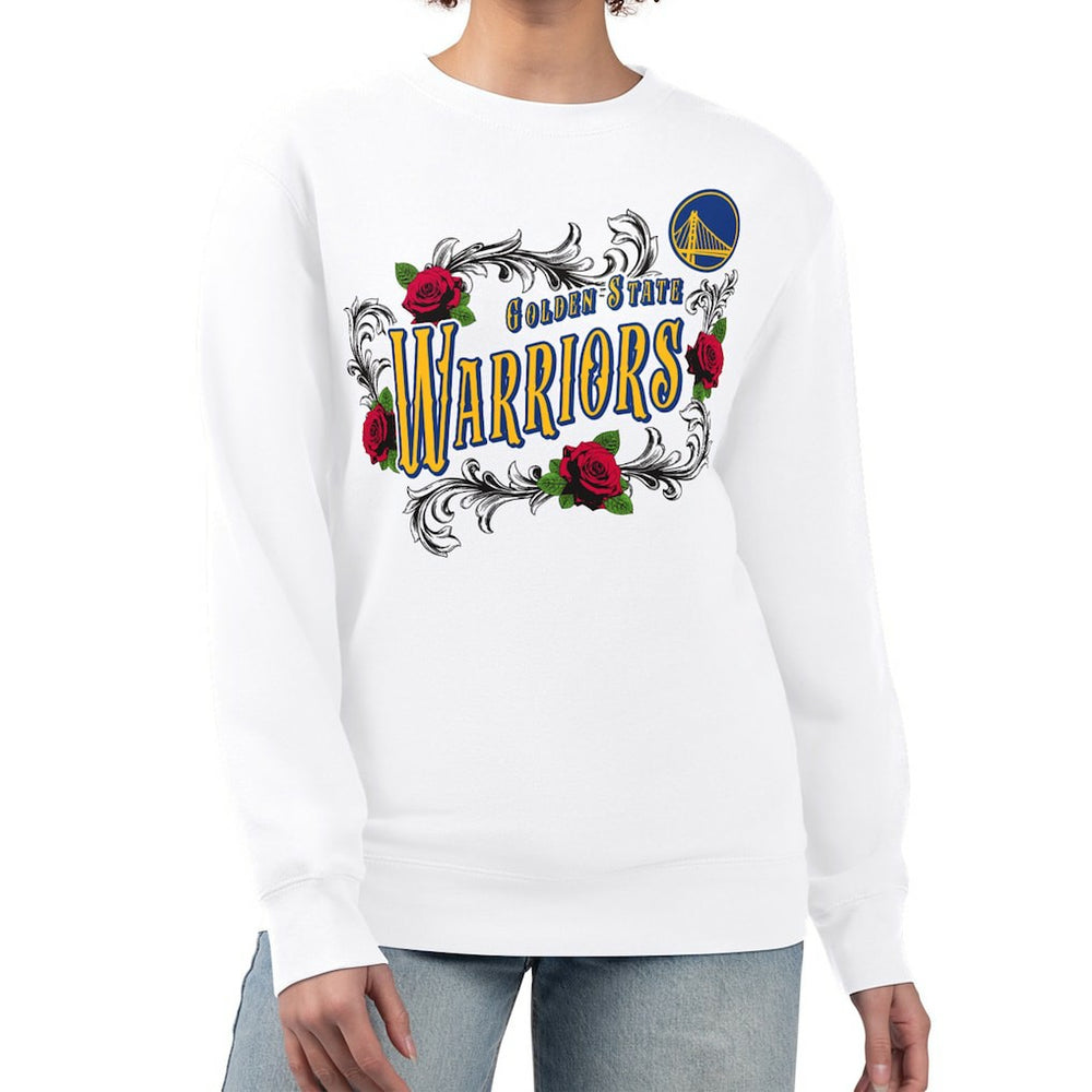 Golden State Warriors G-III 4Her by Carl Banks Women's Roses Fleece Tri-Blend Sweatshirt White outlet