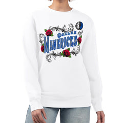 Dallas Mavericks G-III 4Her by Carl Banks Women's Roses Fleece Tri-Blend Sweatshirt White