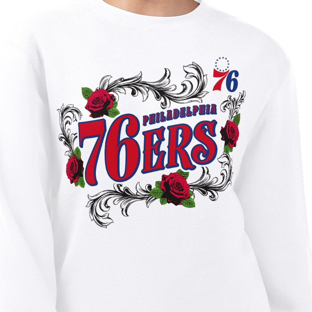 Philadelphia 76ers G-III 4Her by Carl Banks Women's Roses Fleece Tri-Blend Sweatshirt White outlet