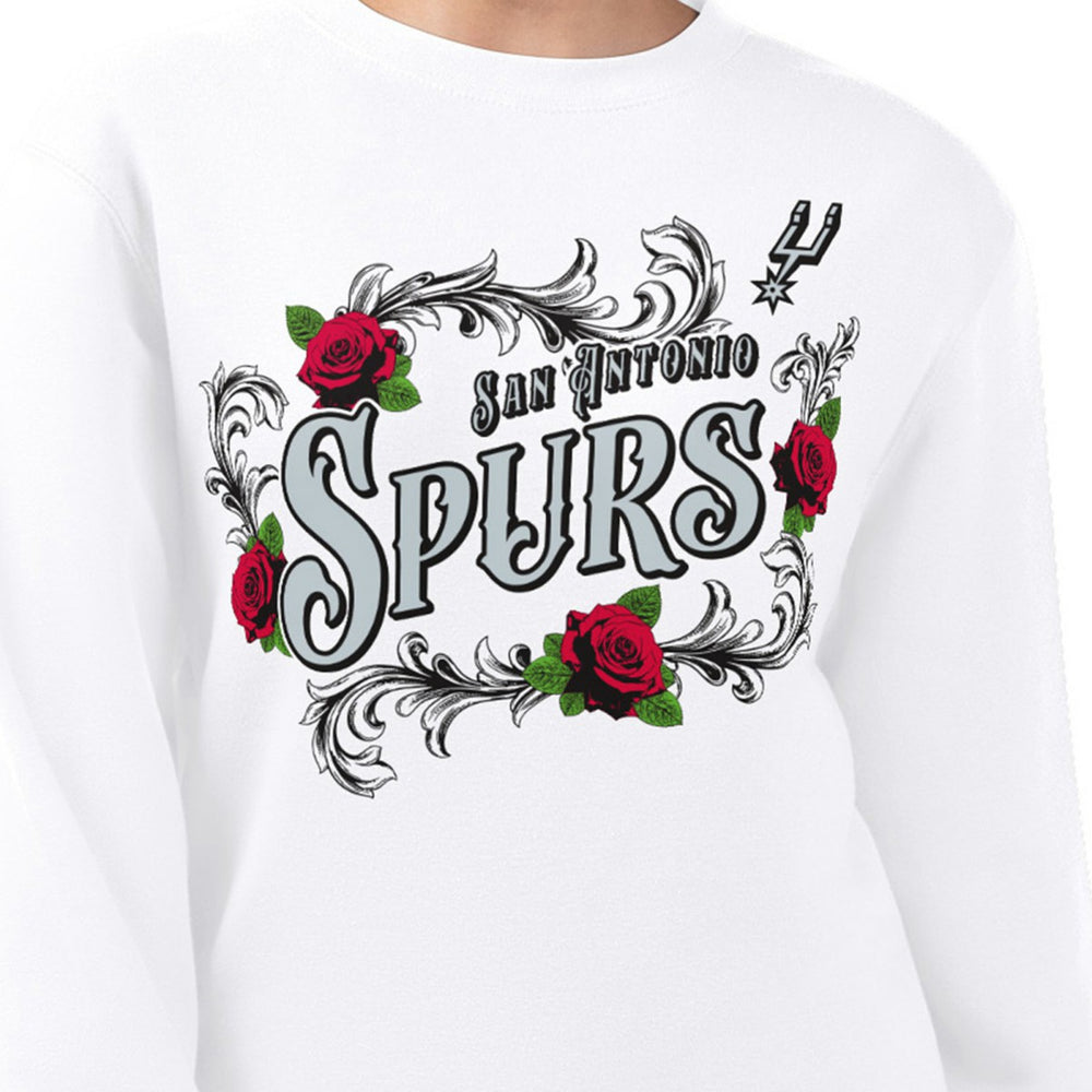 San Antonio Spurs G-III 4Her by Carl Banks Women's Roses Fleece Tri-Blend Sweatshirt White