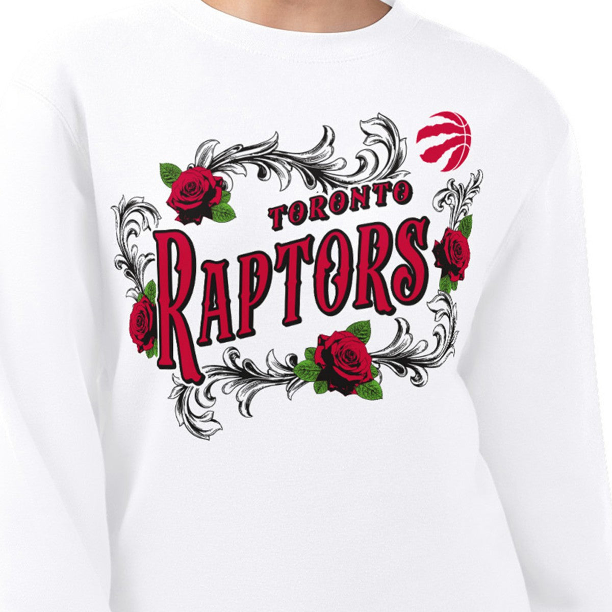 Toronto Raptors G-III 4Her by Carl Banks Women's Roses Fleece Tri-Blend Sweatshirt White
