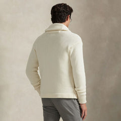 New York Yankees Polo Ralph Lauren Wool Shawl Button-Up Cardigan - Cream