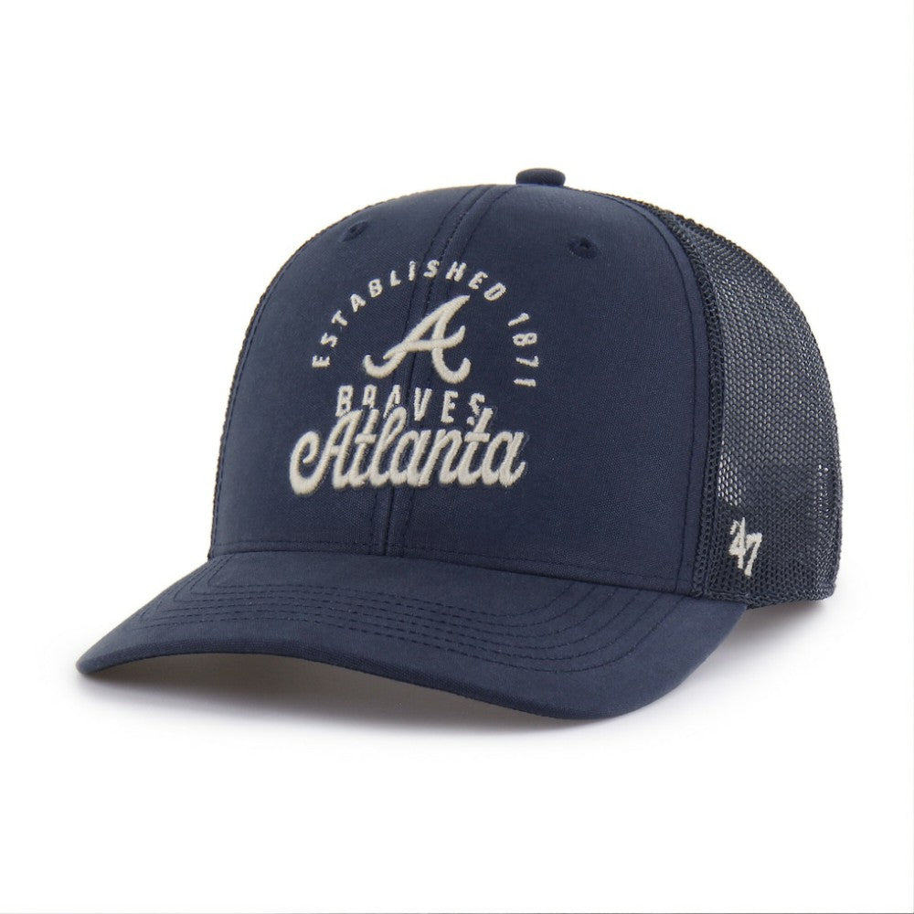 Atlanta Braves '47 Pitstop Trucker Adjustable Hat - Navy Hats