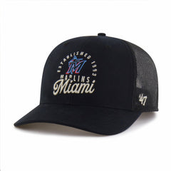 Miami Marlins '47 Pitstop Trucker Adjustable Hat - Black Hats