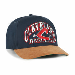 Cleveland Guardians '47 Cooperstown Break Wood Suede Hitch Adjustable Hat - Navy/Brown Hats