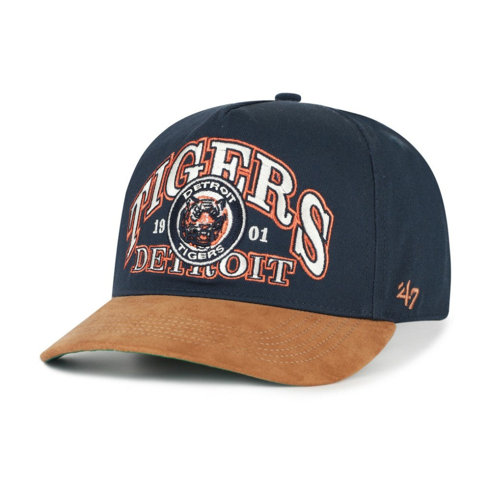Detroit Tigers '47 Cooperstown Break Wood Suede Hitch Adjustable Hat - Navy/Brown Hats