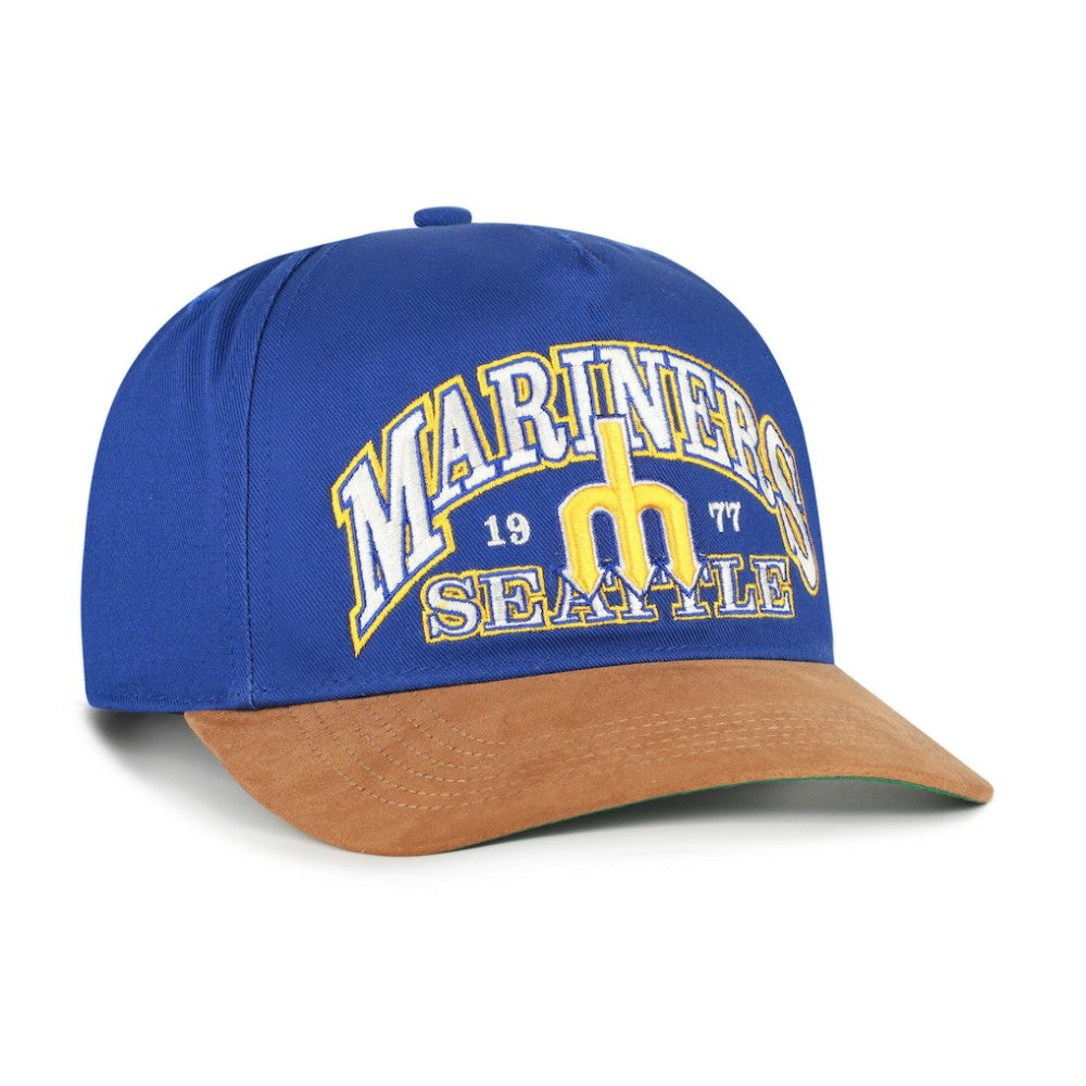 Seattle Mariners '47 Cooperstown Break Wood Suede Hitch Adjustable Hat - Royal/Brown Hats