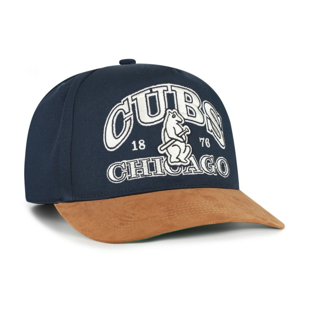 Chicago Cubs '47 Cooperstown Break Wood Suede Hitch Adjustable Hat - Navy/Brown Hats