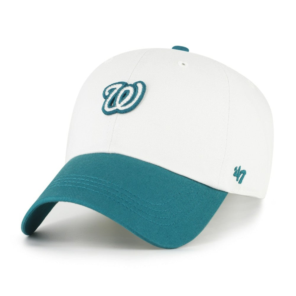 Washington Nationals '47 Contemporary Tonal Clean Up Adjustable Hat - White/Teal Hats