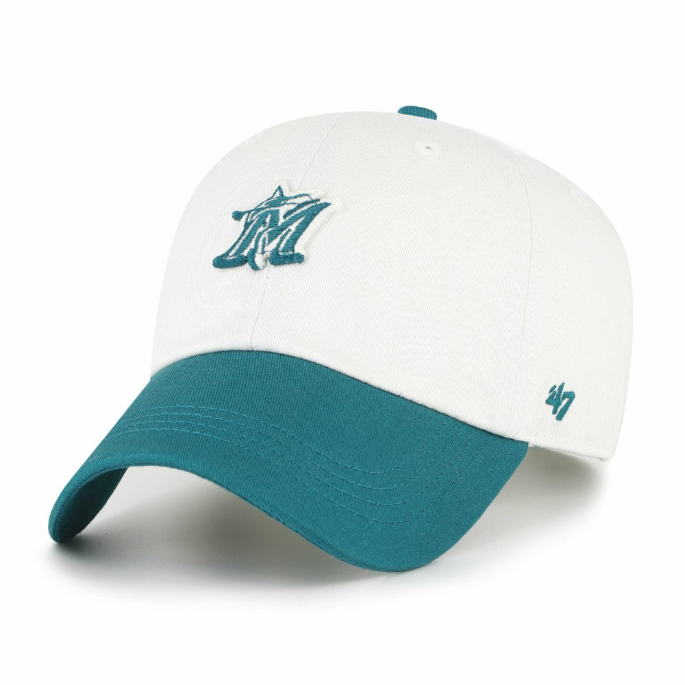 Miami Marlins '47 Contemporary Tonal Clean Up Adjustable Hat - White/Teal Hats