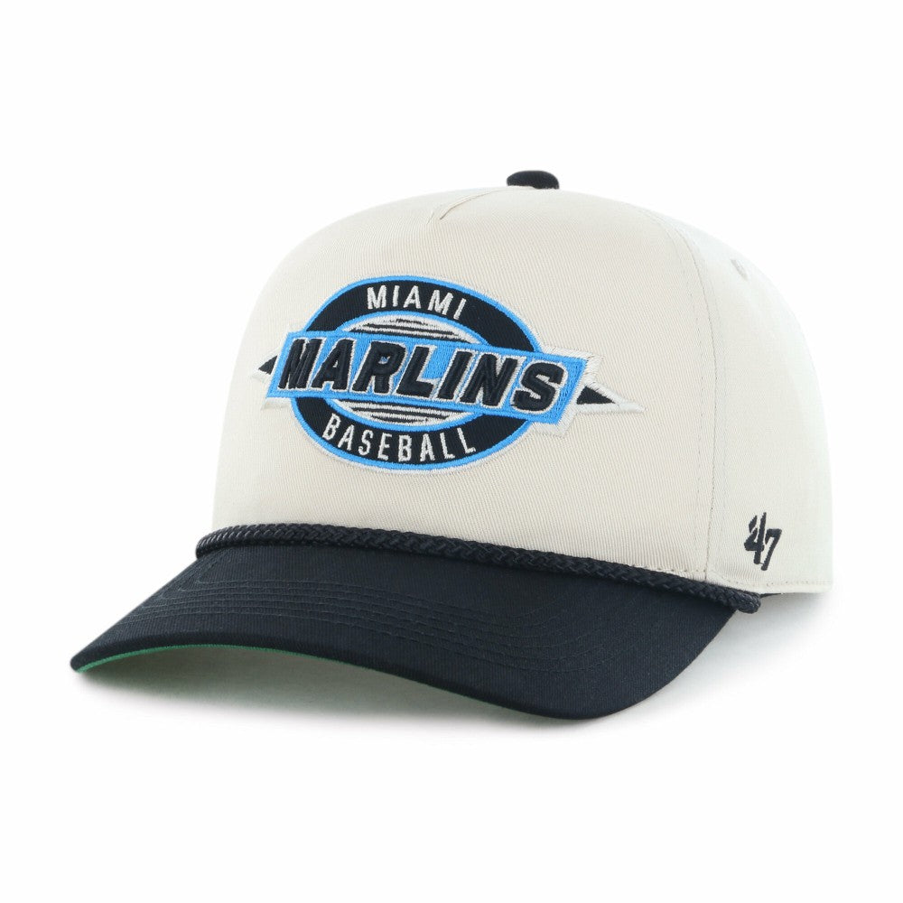 Miami Marlins '47 Youth Frame Out Hitch Adjustable Hat - Natural/Black Hats