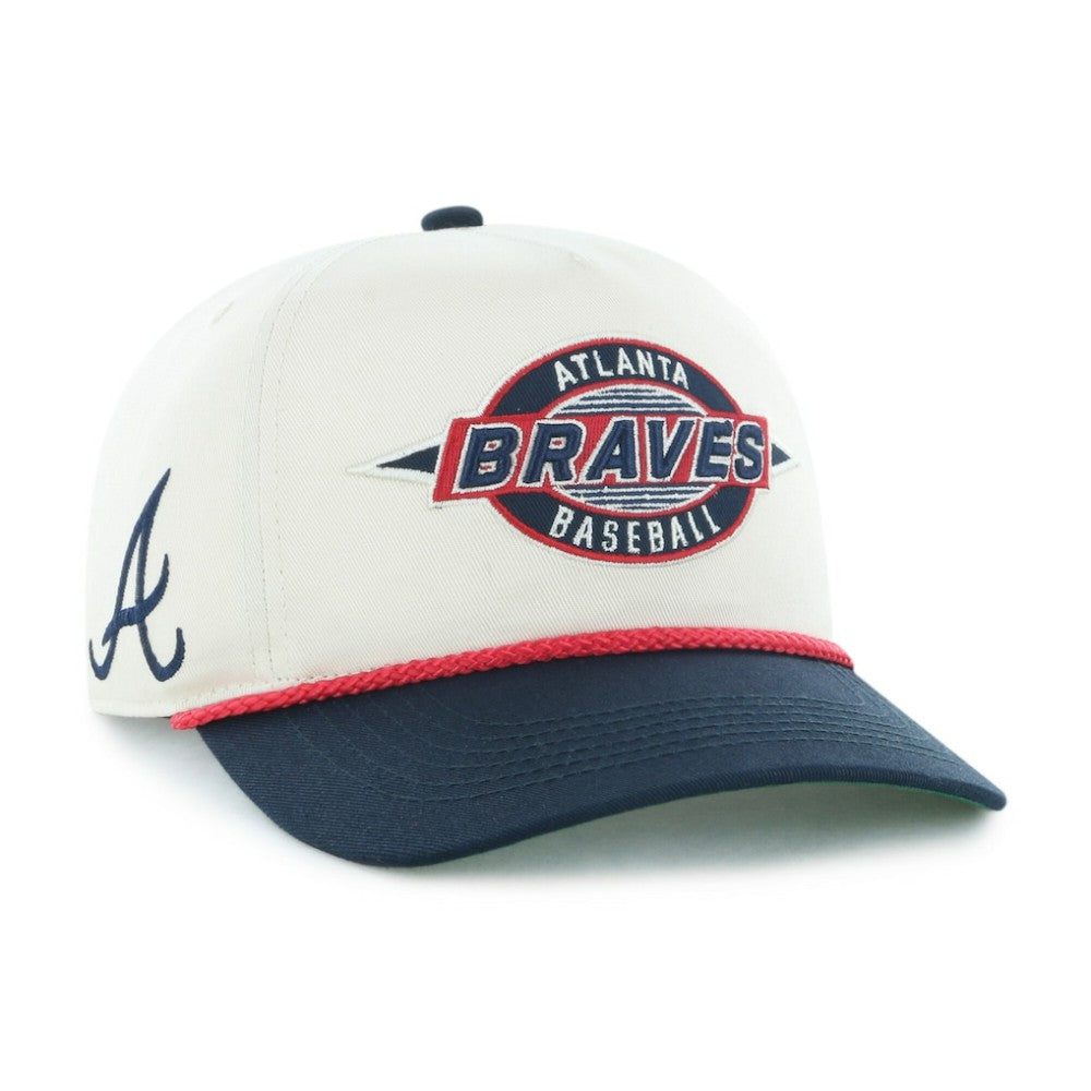 Atlanta Braves '47 Youth Frame Out Hitch Adjustable Hat - Natural/Navy Hats