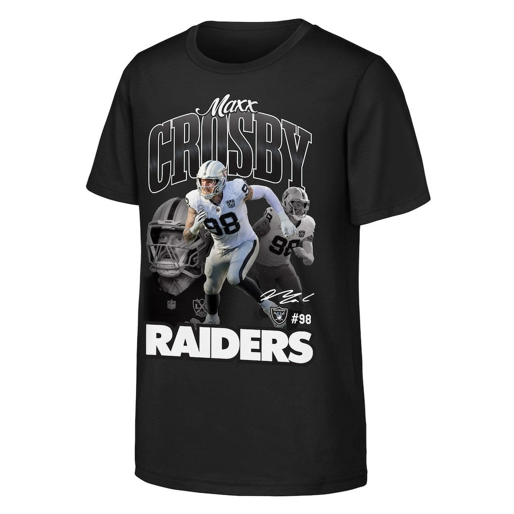 Maxx Crosby Las Vegas Raiders Outerstuff Youth Triple Pic T-Shirt - Black T-shirts