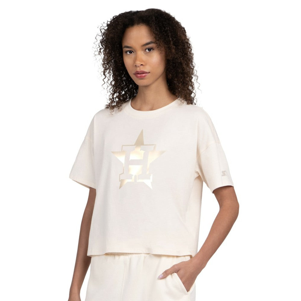 Houston Astros Starter Women's Pastels Boxy Cropped T-Shirt - Cream T-shirts
