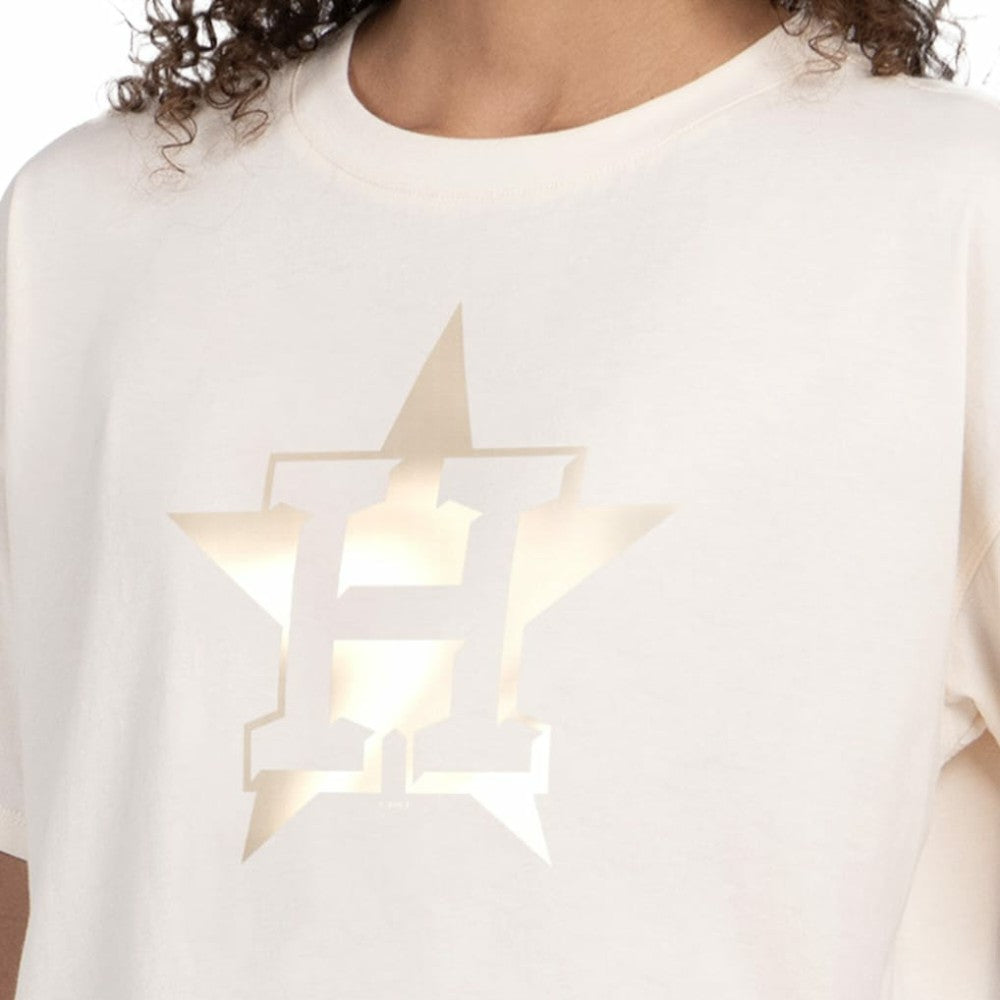 Houston Astros Starter Women's Pastels Boxy Cropped T-Shirt - Cream T-shirts