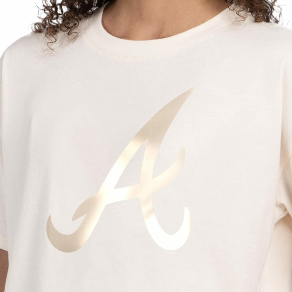 Atlanta Braves Starter Women's Pastels Boxy Cropped T-Shirt - Cream T-shirts
