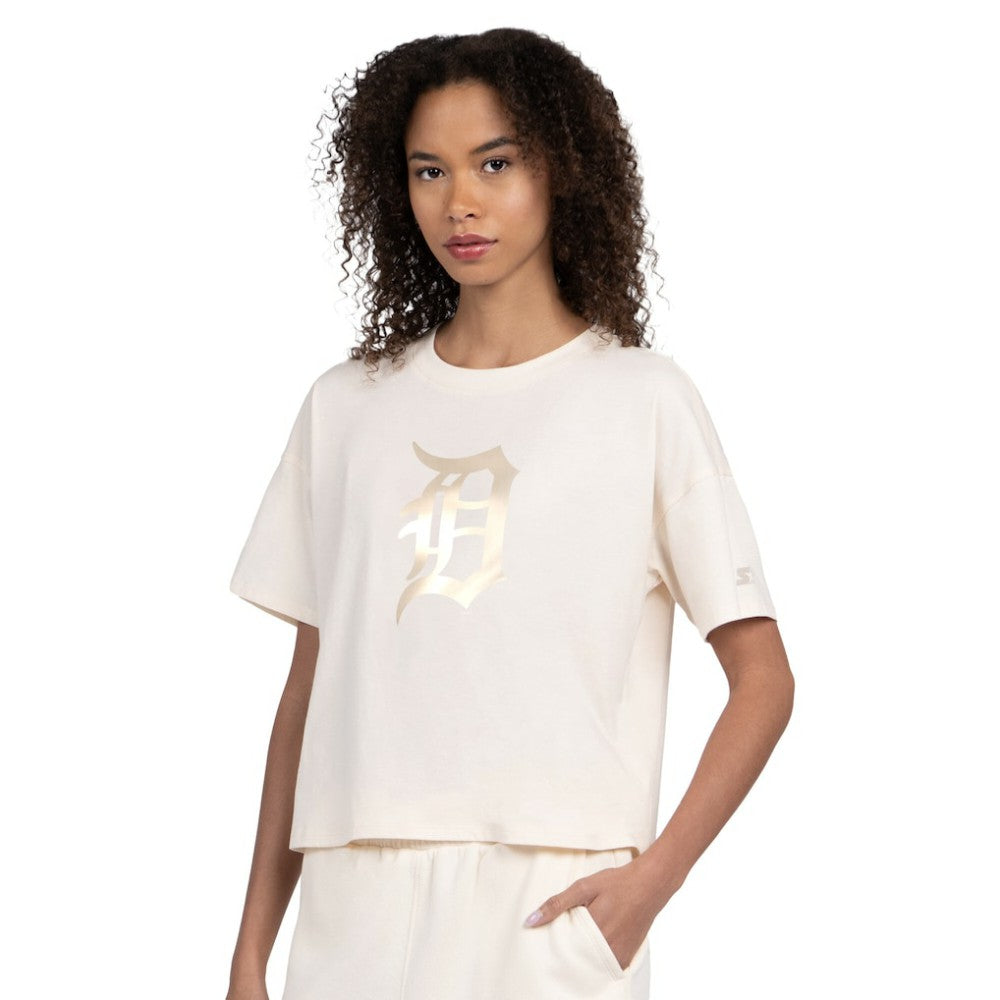 Detroit Tigers Starter Women's Pastels Boxy Cropped T-Shirt - Cream T-shirts
