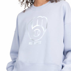 Milwaukee Brewers Starter Women's Pastels Boxy Fleece Sweatshirt - Light Blue Sweatshirts