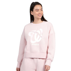 Washington Nationals Starter Women's Pastels Boxy Fleece Sweatshirt - Light Pink Sweatshirts