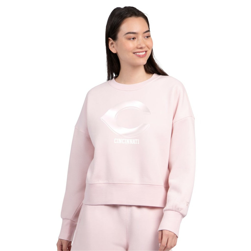 Cincinnati Reds Starter Women's Pastels Boxy Fleece Sweatshirt - Light Pink Sweatshirts