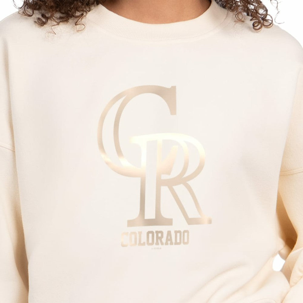 Colorado Rockies Starter Women's Pastels Boxy Fleece Sweatshirt - Cream Sweatshirts