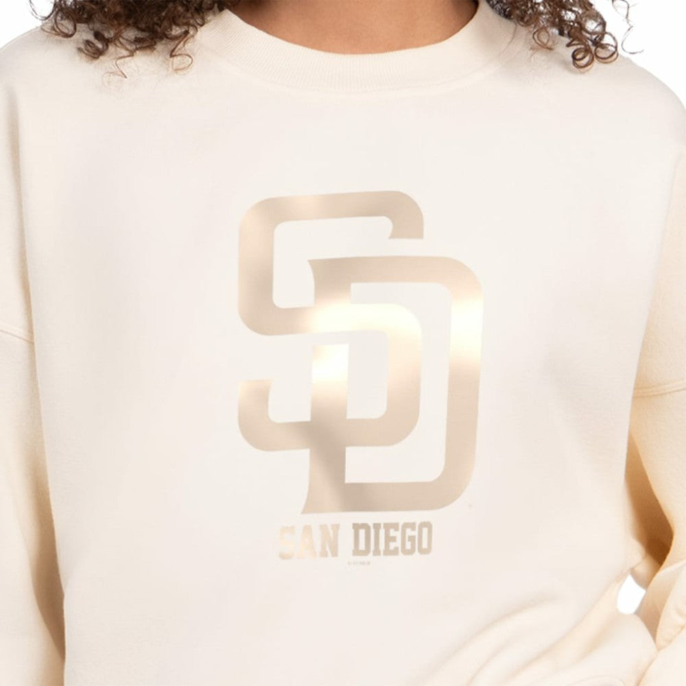 San Diego Padres Starter Women's Pastels Boxy Fleece Sweatshirt - Cream Sweatshirts