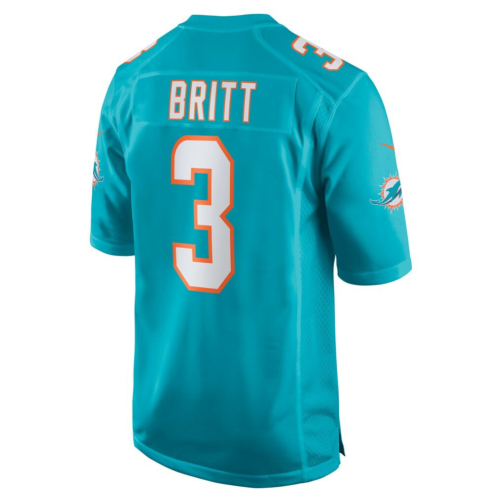 K.J. Britt Miami Dolphins Team Game Jersey - Aqua Jerseys