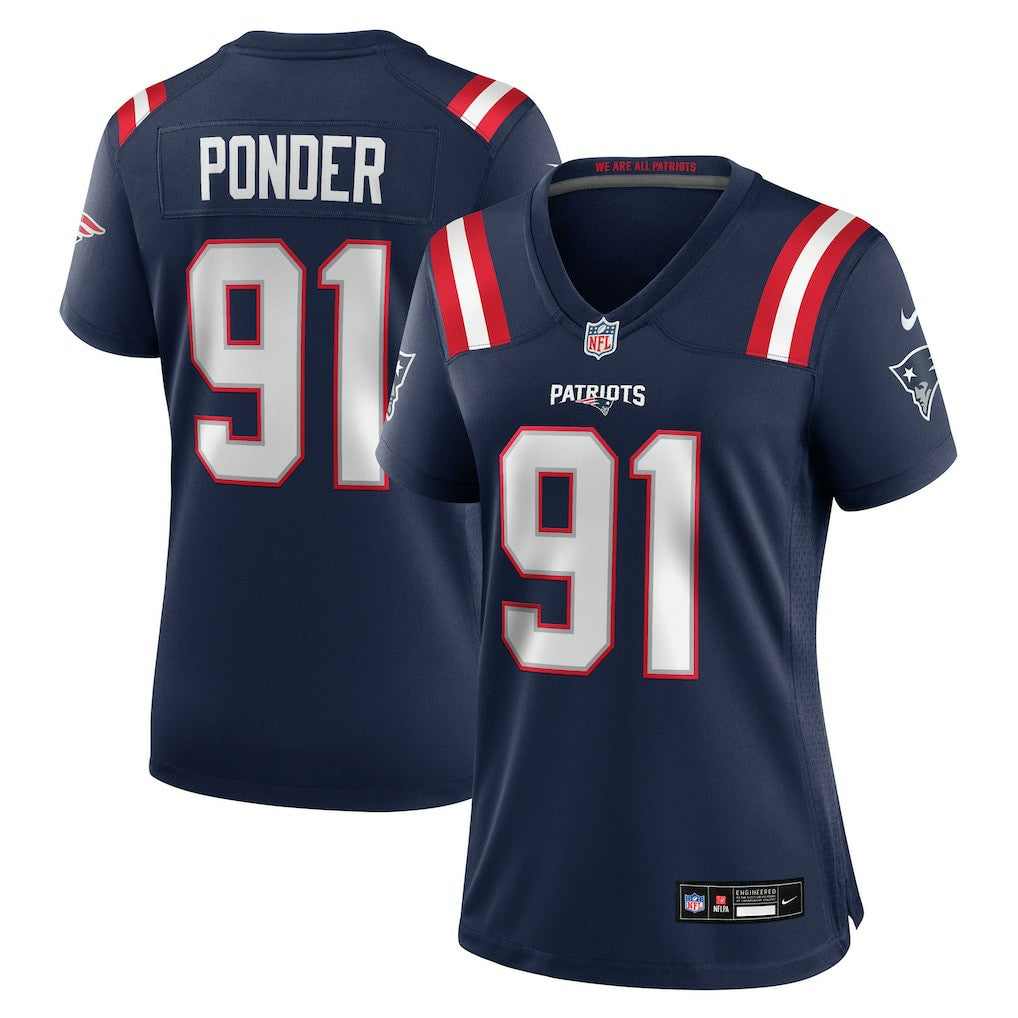 Elijah Ponder New England Patriots Women's Team Game Jersey - Navy Jerseys
