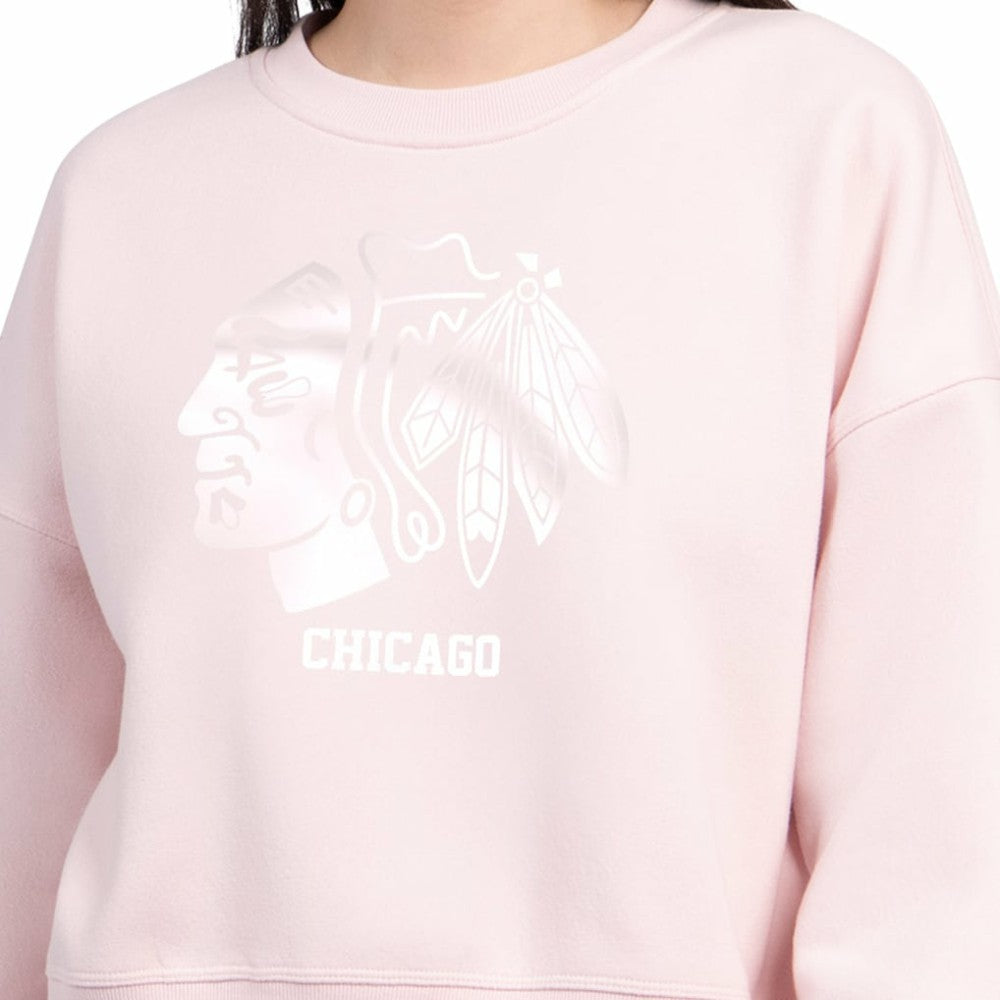 Chicago Blackhawks Starter Women's Boxy Cropped Sweatshirt - Pink | US 203459785