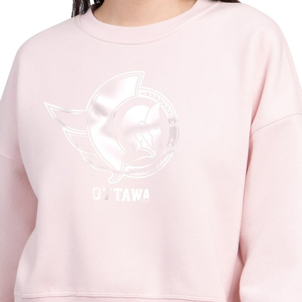 Ottawa Senators Starter Women's Boxy Cropped Sweatshirt - Pink | US 203459794