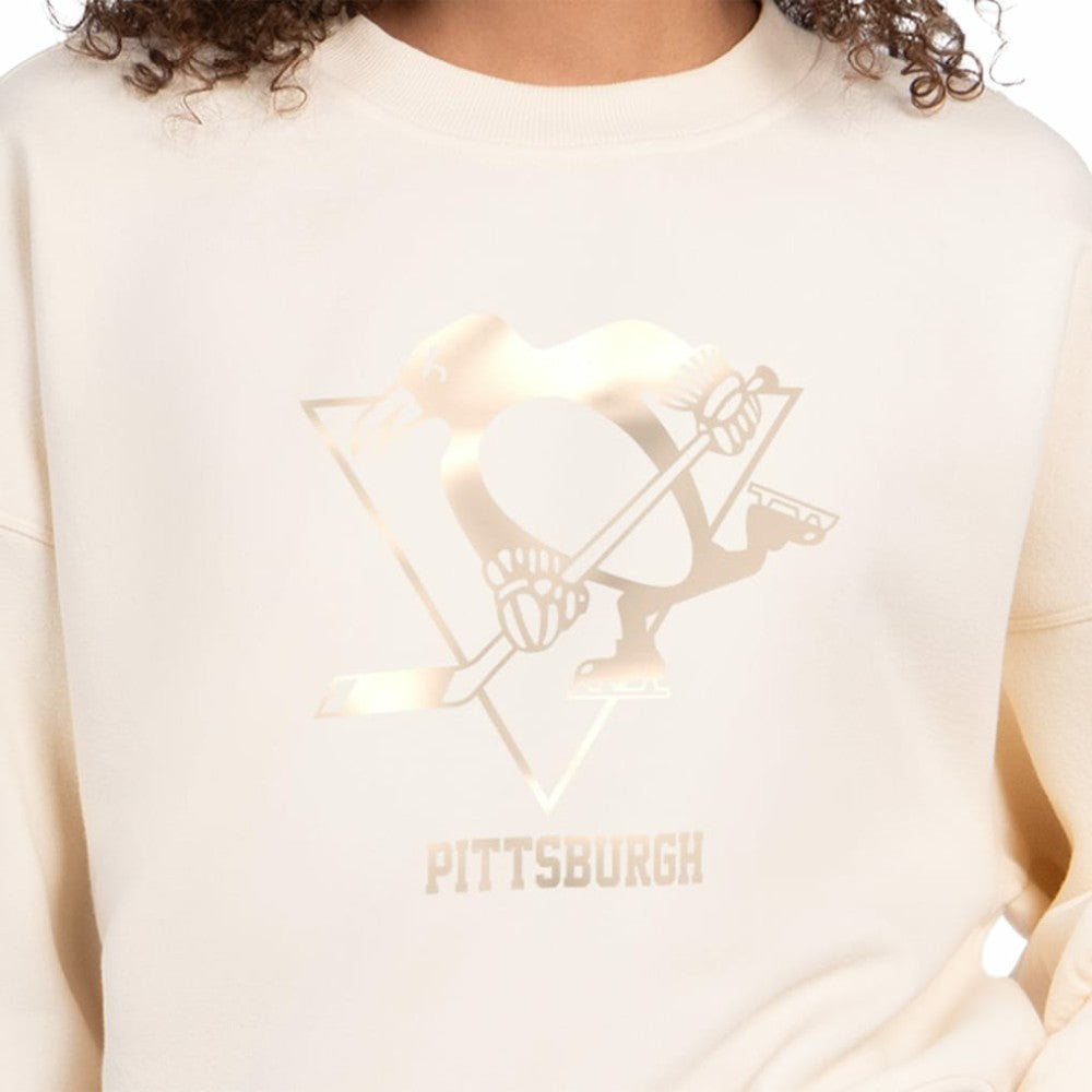 Pittsburgh Penguins Starter Women's Boxy Cropped Sweatshirt - Cream | US 203459797