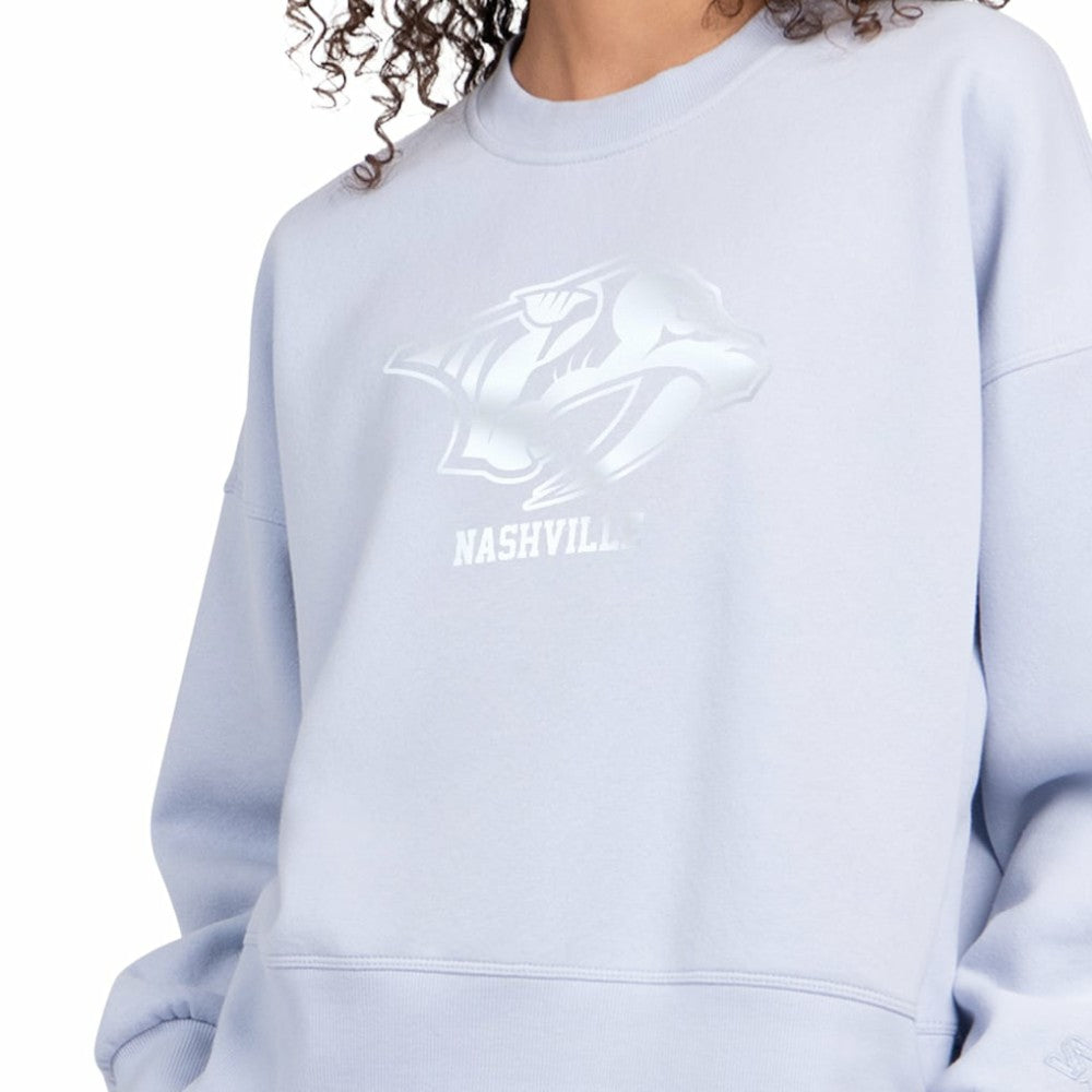 Nashville Predators Starter Women's Boxy Cropped Sweatshirt - Blue | US 203459804
