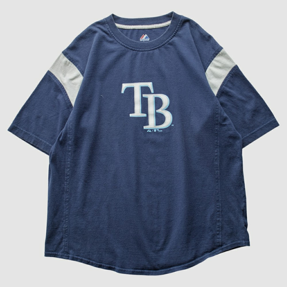 Tampa Bay Rays Majestic 2009 T-Shirt - Navy - Vintage T-shirts