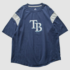 Tampa Bay Rays Majestic 2009 T-Shirt - Navy - Vintage T-shirts