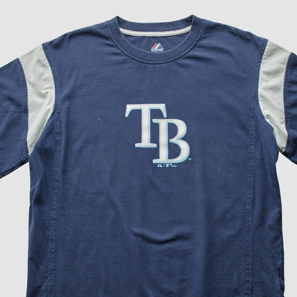 Tampa Bay Rays Majestic 2009 T-Shirt - Navy - Vintage T-shirts