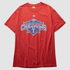 Texas Rangers Majestic 2010 T-Shirt - Red - Vintage T-shirts
