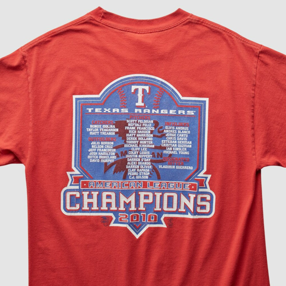 Texas Rangers Majestic 2010 T-Shirt - Red - Vintage T-shirts