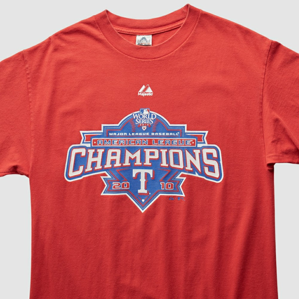 Texas Rangers Majestic 2010 T-Shirt - Red - Vintage T-shirts