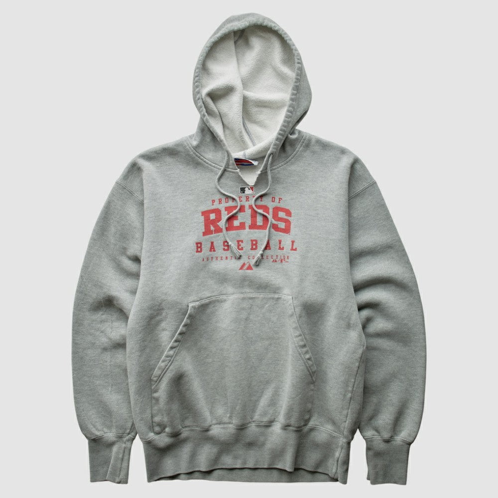 Cincinnati Reds Majestic 2005 Pullover Sweatshirt - Gray - Vintage Pullover