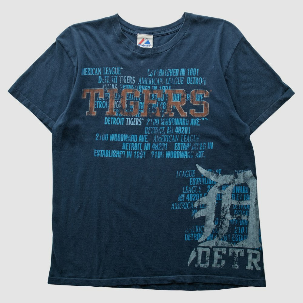 Detroit Tigers Majestic 2000s T-Shirt - Navy - Vintage T-shirts