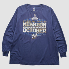 Milwaukee Brewers Majestic 2011 Long Sleeve T-Shirt - Blue - 2XVintage T-shirts