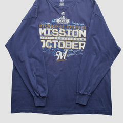 Milwaukee Brewers Majestic 2011 Long Sleeve T-Shirt - Blue - 2XVintage T-shirts