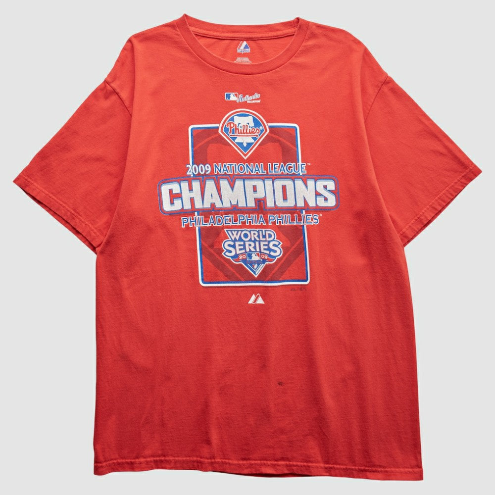 Philadelphia Phillies Majestic 2009 T-Shirt - Red - Vintage T-shirts
