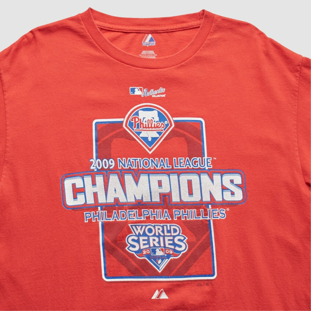 Philadelphia Phillies Majestic 2009 T-Shirt - Red - Vintage T-shirts