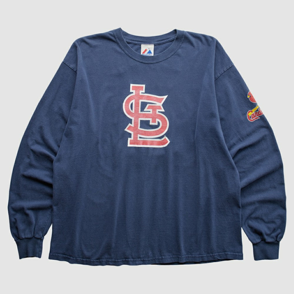St. Louis Cardinals Majestic 2000s T-Shirt - Navy - XVintage T-shirts