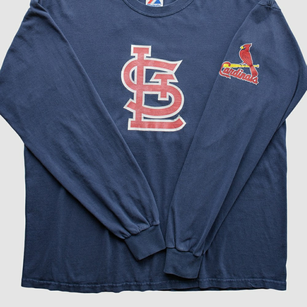 St. Louis Cardinals Majestic 2000s T-Shirt - Navy - XVintage T-shirts
