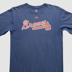 Atlanta Braves Majestic 2000s T-Shirt - Blue - Vintage T-shirts