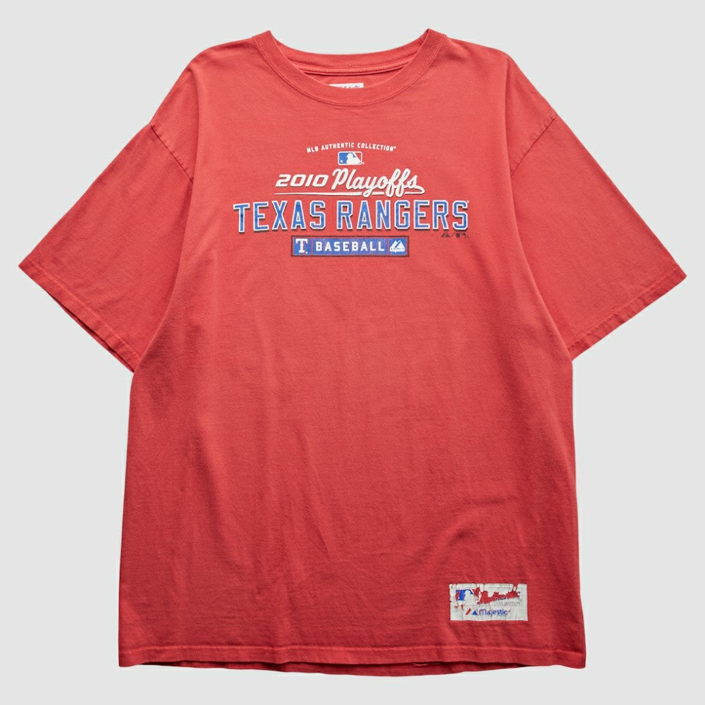 Texas Rangers Majestic 2010 T-Shirt - Red - Vintage T-shirts