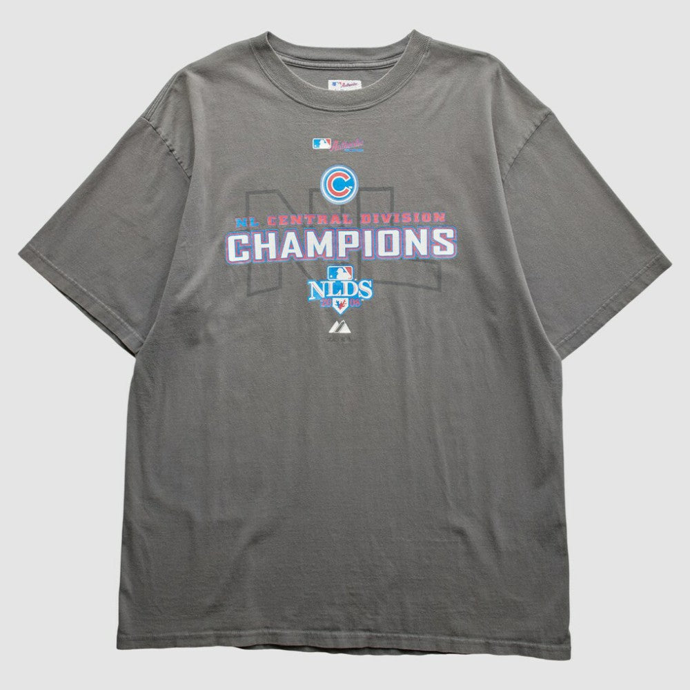 Chicago Cubs Majestic 2008 T-Shirt - Gray - Vintage T-shirts